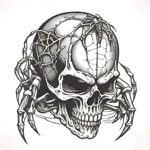 Skull And Spider Crawling