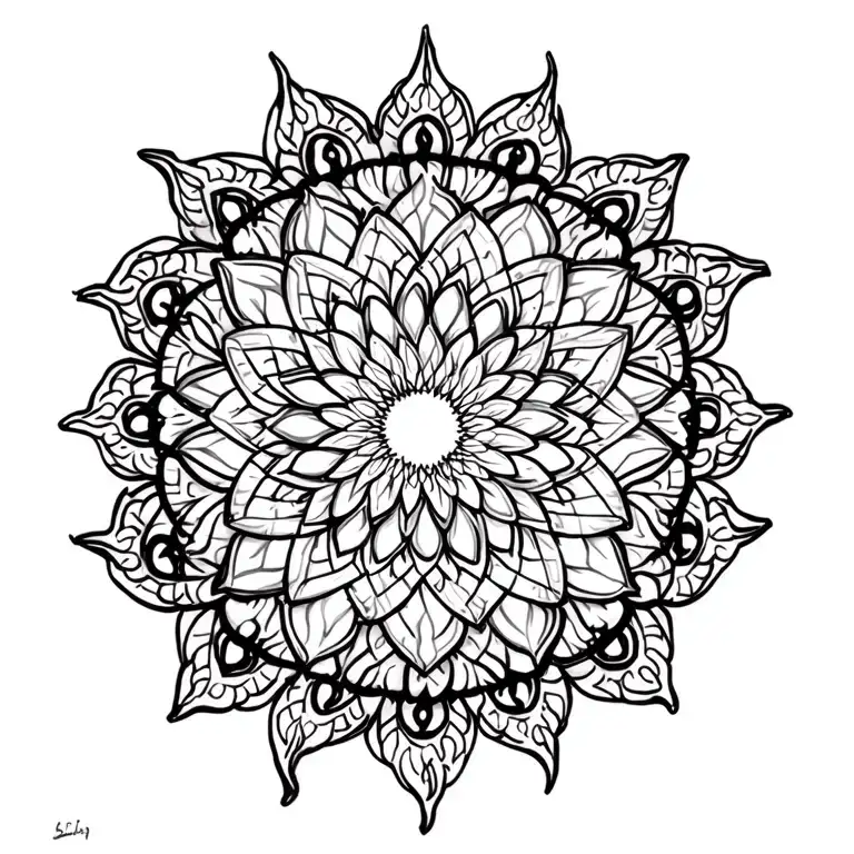 Fine Line Mandala Design Inspired