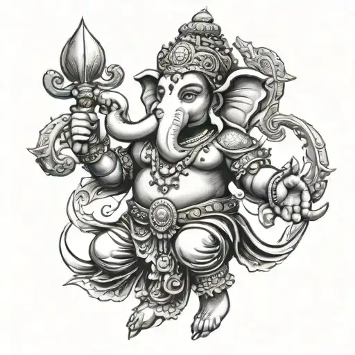 Warrior Ganesh In Battle Scene