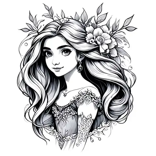 Rapunzel Line Tattoo Design