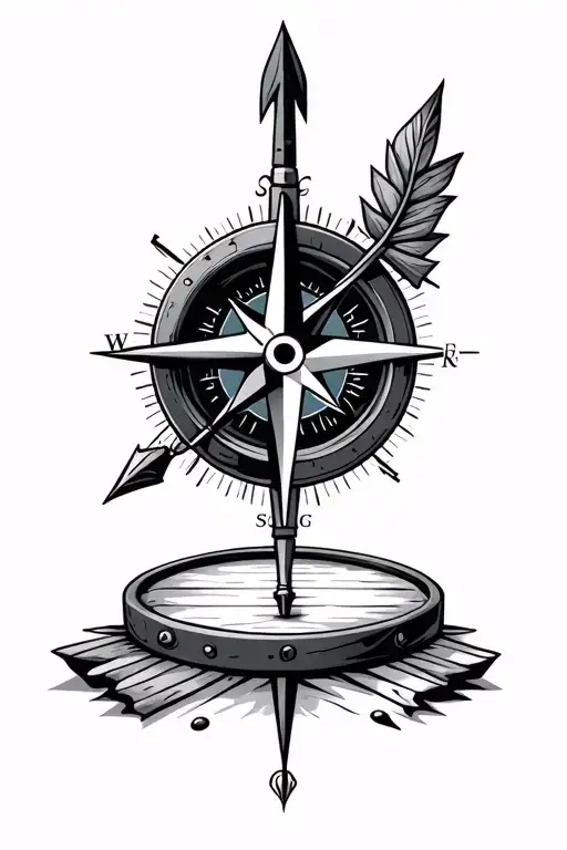 Compass With Arrow Through