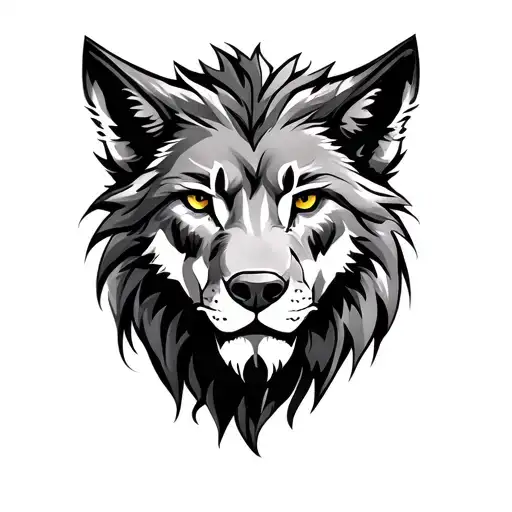 Wolf Face And Lion Head