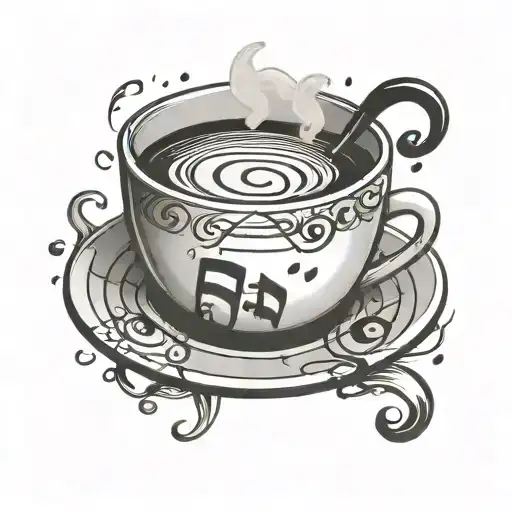 A Minimalist Tattoo Of A Coffee Cup With Musical Notes As Steam