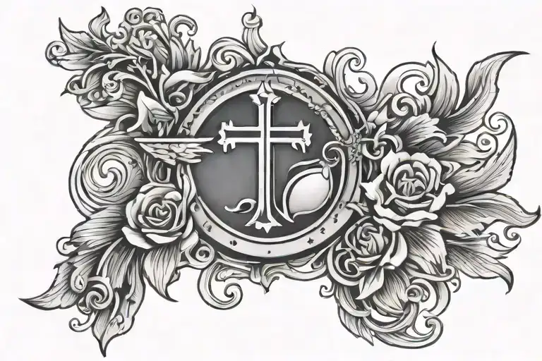 Memorial Tattoo That Combines With Religious Symbols