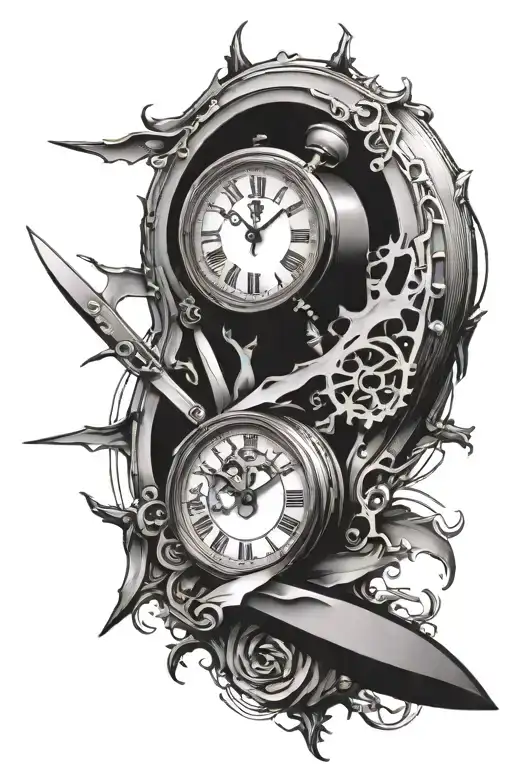 Clock With Knife Piercing