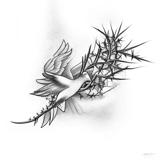 Dove With An Olive Branch And Crown Of Thorns