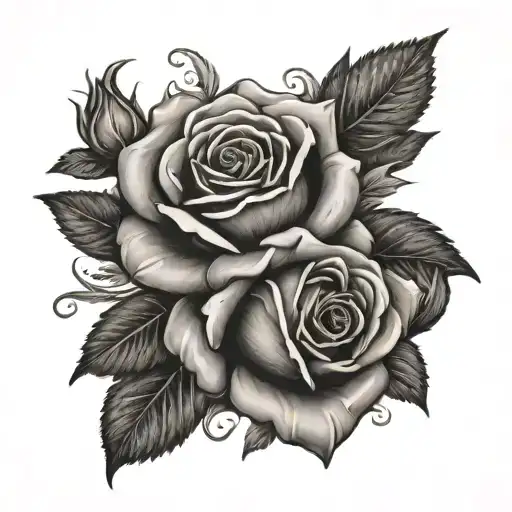 Memorial Tattoo That Symbolizes Religious Belief And Roses