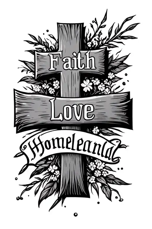 Pleter Cross With Text 'Faith Love Homeland'