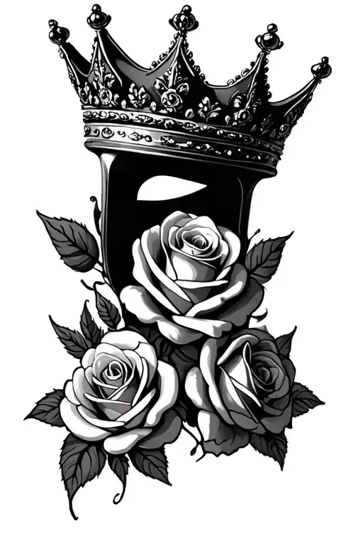 Queen Crown And Roses Intertwined