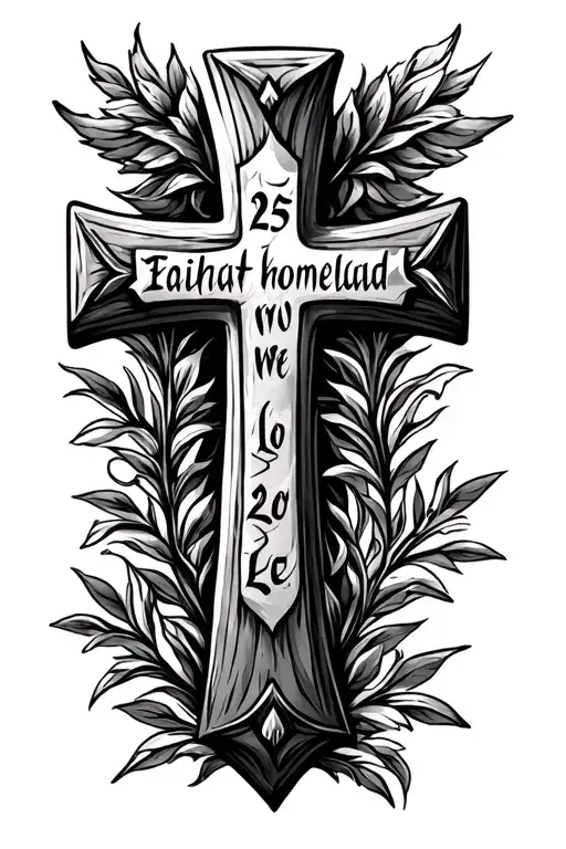 Croatian Pleter Cross With Text 'Faith Love Homeland' In Croatian Language