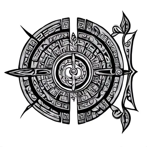 Hunab Ku Symbol With Elements Of Mayan Culture As A Side Dish