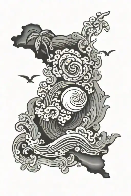 State Of Florida With A Hurricane Swirling