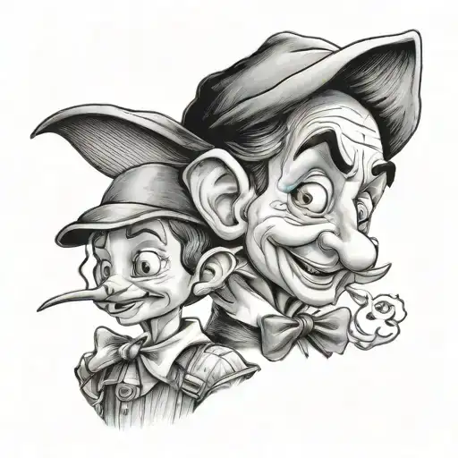 Pinocchio And Malvina Tattoo In The Style Of Realism