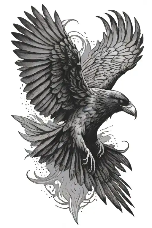 Raven In Flight With Open Claws All Black