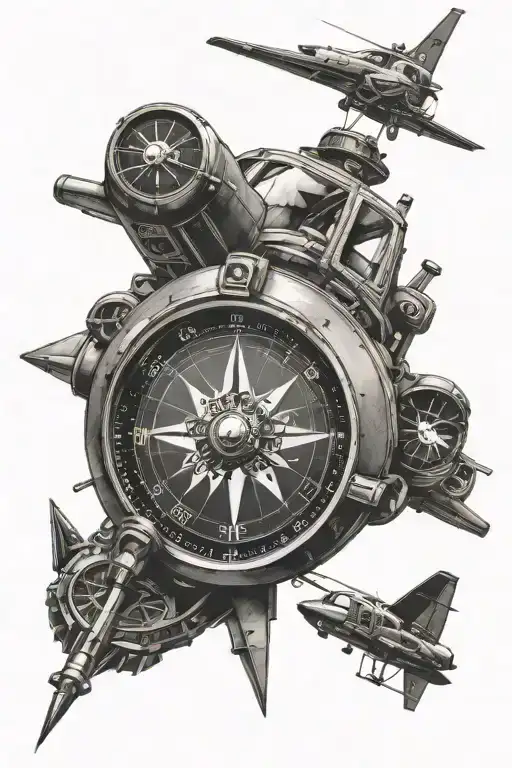 Compass With A Robbinson R44 Helicopter