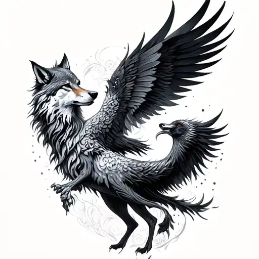 Wolf And Phoenix For Women Dotwork
