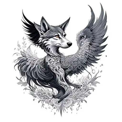 Wolf And Phoenix For Women Dotwork