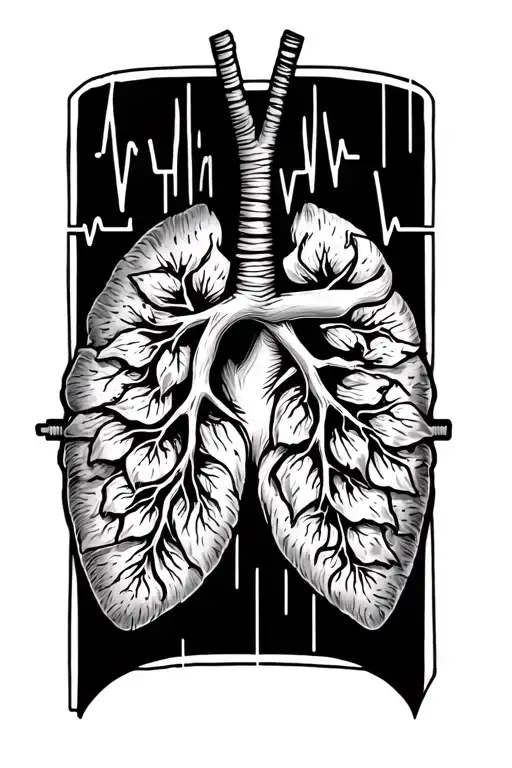Lung Cancer Symbol Incorporated With Mums Heartbeat