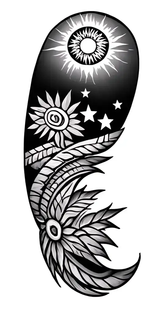 Polynesian With 3 Stars And A Sun