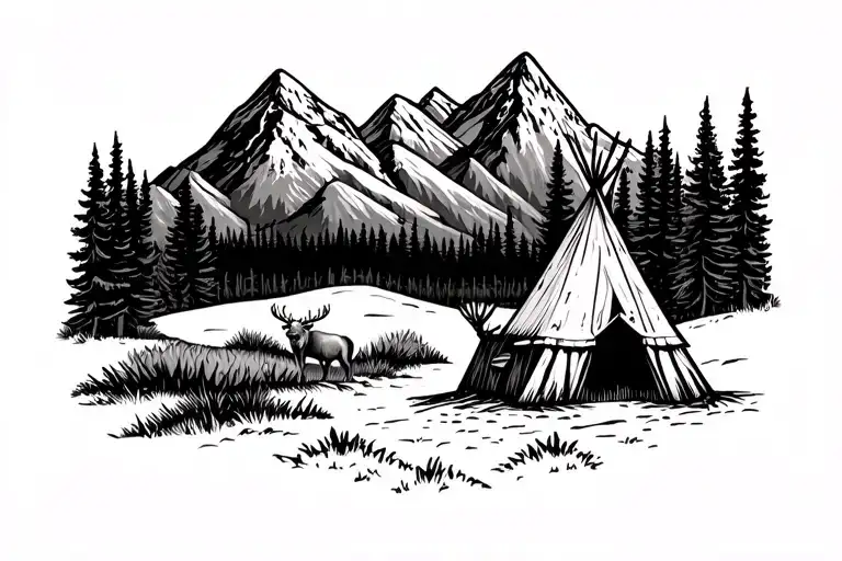 Elk Shed With Teepee Mountain Range