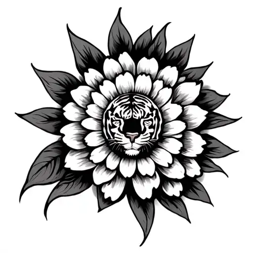 Sun Flower And Tiger Below