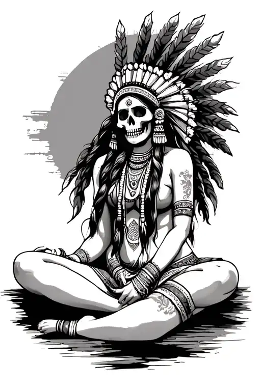 Skull Indian Woman Sitting