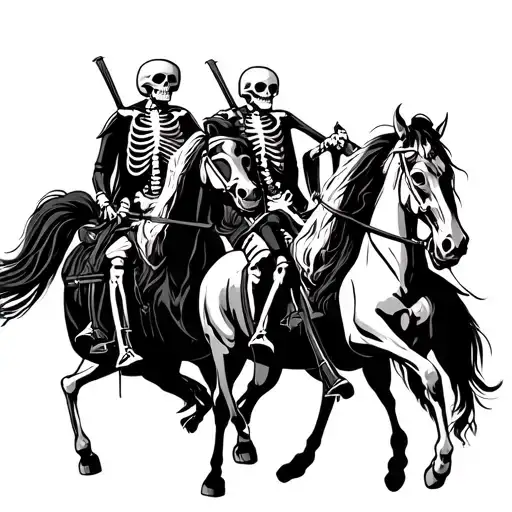 4 Horseman Skeleton Riding