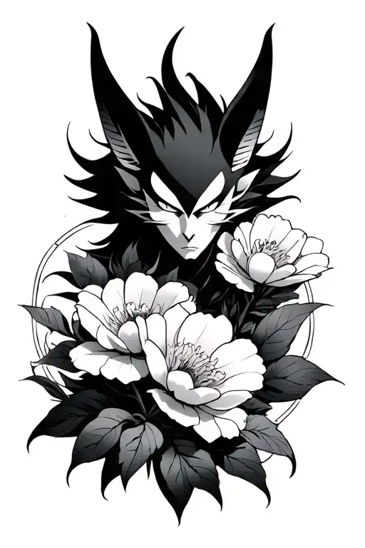 Daring Kurama With Flowers Against The Background