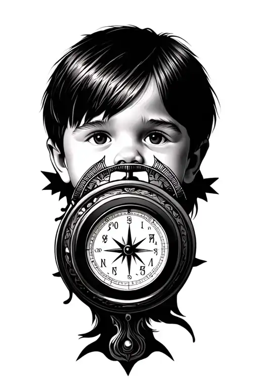 Compass Time Clock Kids Boy Girl Face