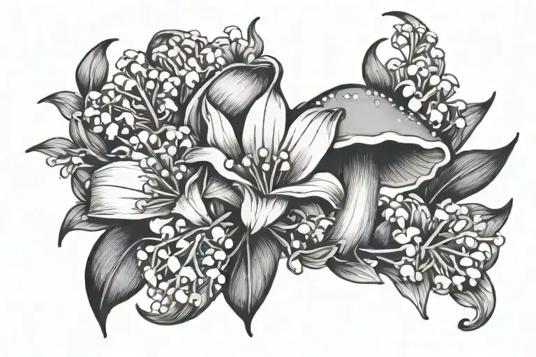 Mushroom Merigolds Lily Of The Valley Daisy Flower