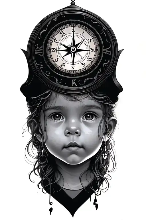Compass And Clock Kids Boy Girl Faces