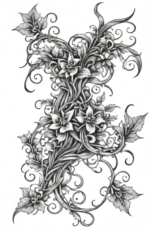 Dark Witchy Vines With Small Flowers Intertwined