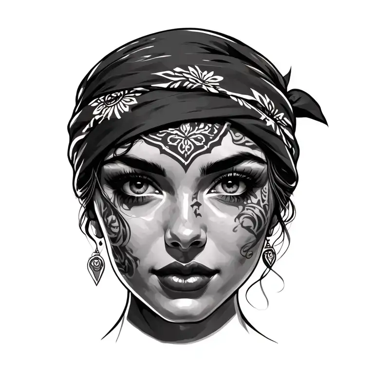 Woman Face With Bandana