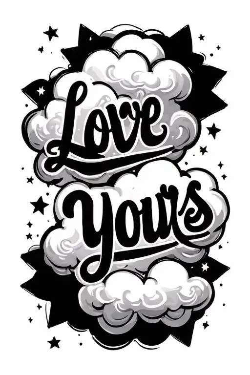 Cloud With Stars Amd Text Saying Love Yours