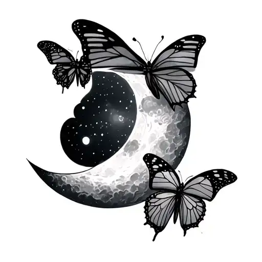 Phrase All Of You Are Magic Wrapped By The Moon And Two Butterfly