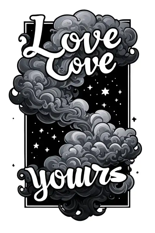 Tattoo Background Smoke Clouds With Stars And A Text Saying Love Yours