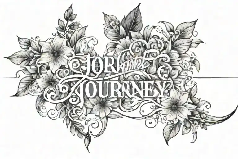The Name Journey Written With Flowers Symbolizing