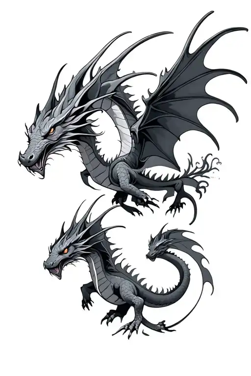 3 Small Dragon Flying Towards The Sun