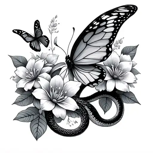 Snake Butterflies Flowers