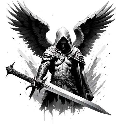God Of War Angel Warrior With Hood Holding A Sword