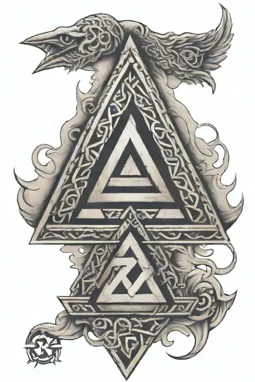 Aegishjalmur Symbol With Triquetra And Valknut Symbol