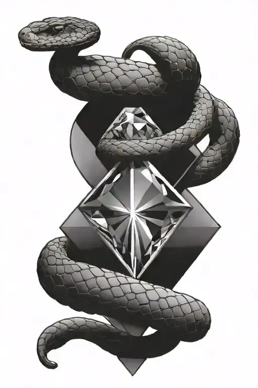Small Snake Wrapped Around A Diamond