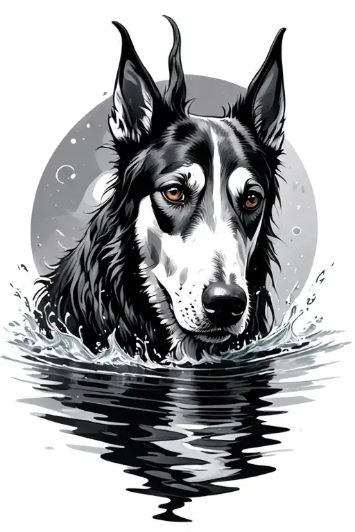 Kelpie Emerging From Water