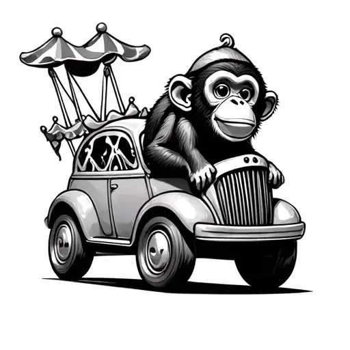 Cute Monkey Riding Circus Car