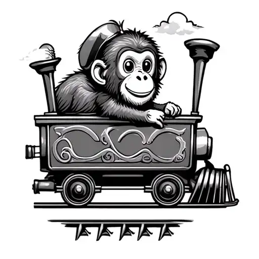 Cute Monkey Riding Circus Train Car