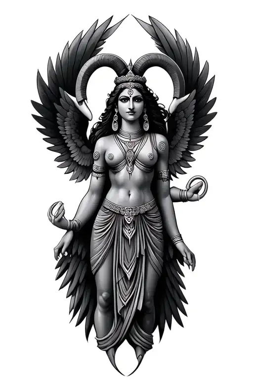 Aries And Mars And Infinity Sign And God Siva Damru With Wings