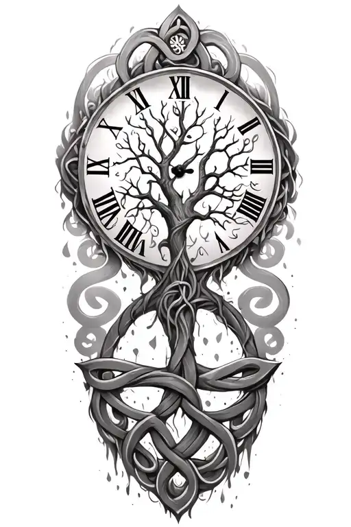 Celtic Tree Of Life Clock Surrounded By Celtic Knot