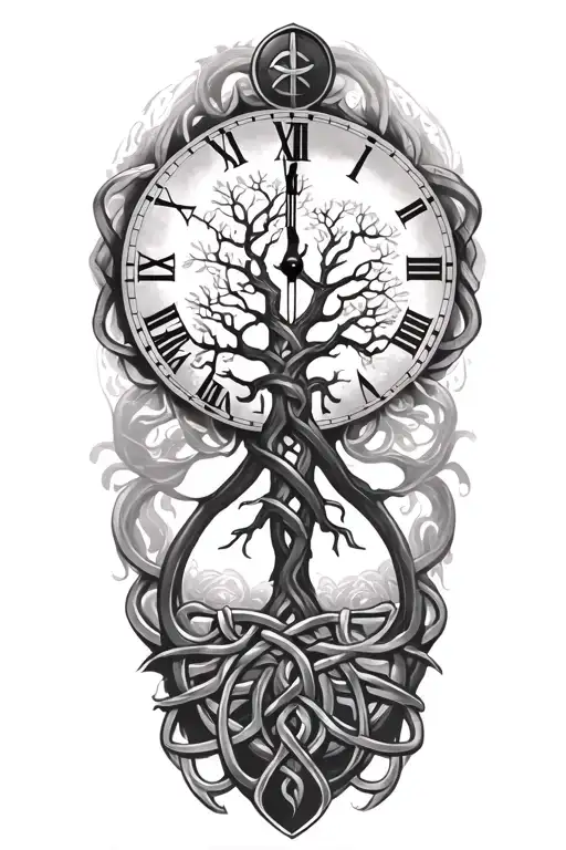 Celtic Tree Of Life Clock Surrounded By Celtic Knot