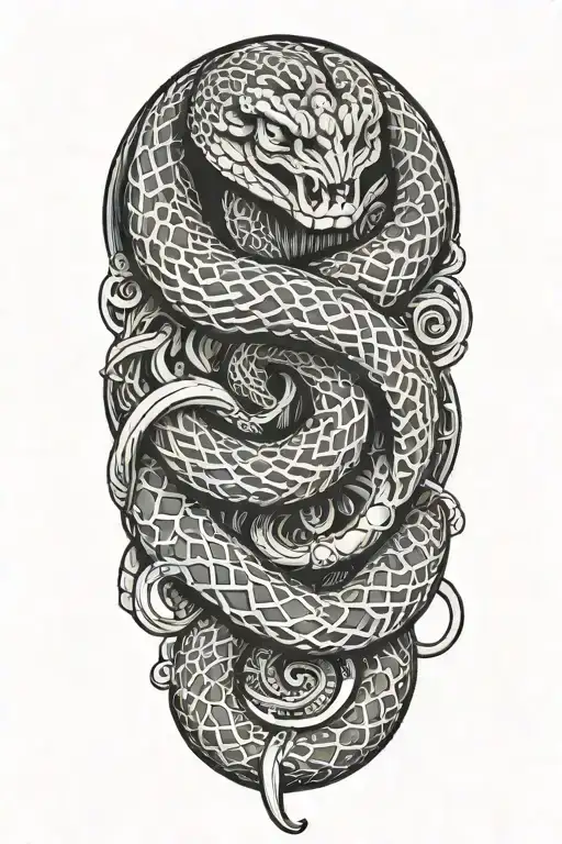 Snake Wrapped Around Bones