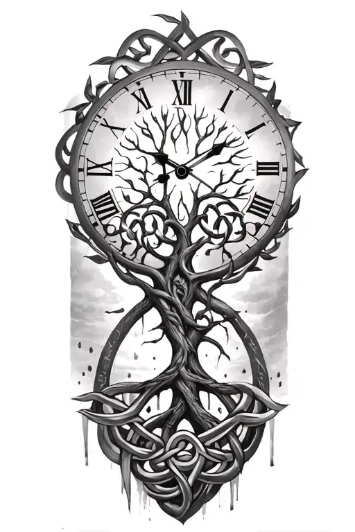 Celtic Tree Of Life Clock Surrounded By Celtic Knot